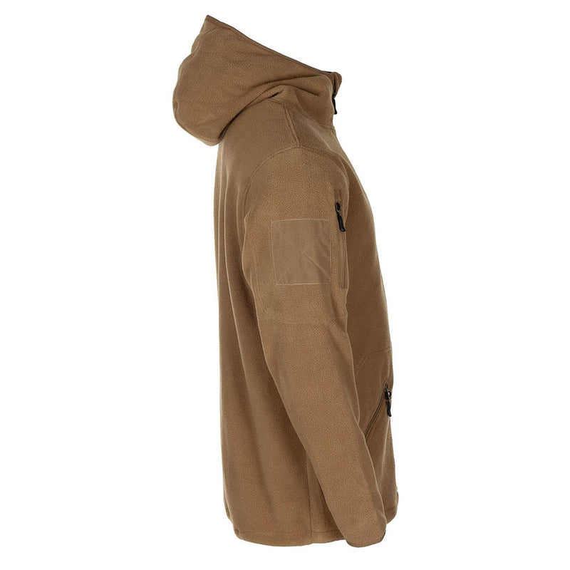 MFH military style tan tactical hooded fleece jacket outdoor hiking full zip NEW