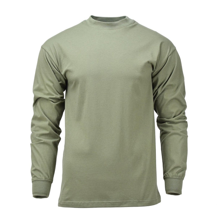 Long-sleeved olive Czech military shirt with elasticated cuffs, breathable lightweight fabric, ideal as a hiking second layer