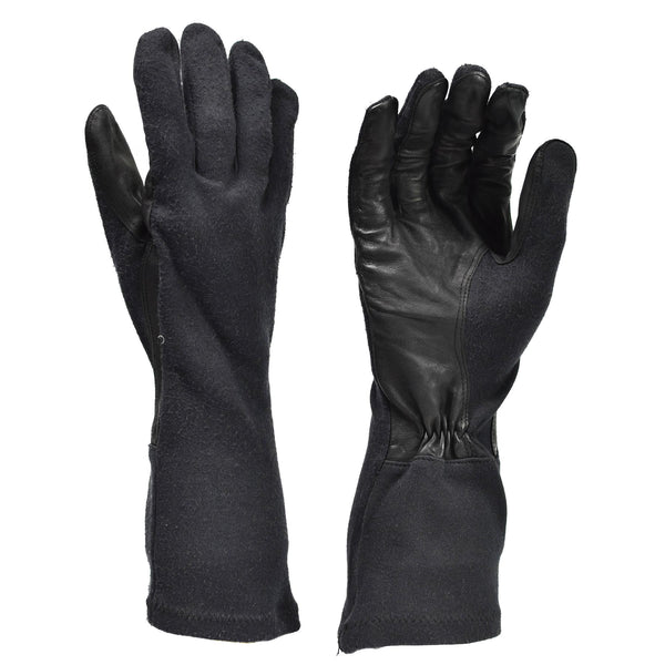 Original Germany army long gloves black aramid heat resistant tactical surplus