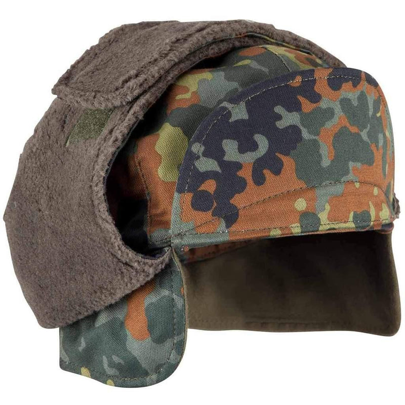 Genuine German Army Military Winter Pile Cap flecktarn hat warm cold weather