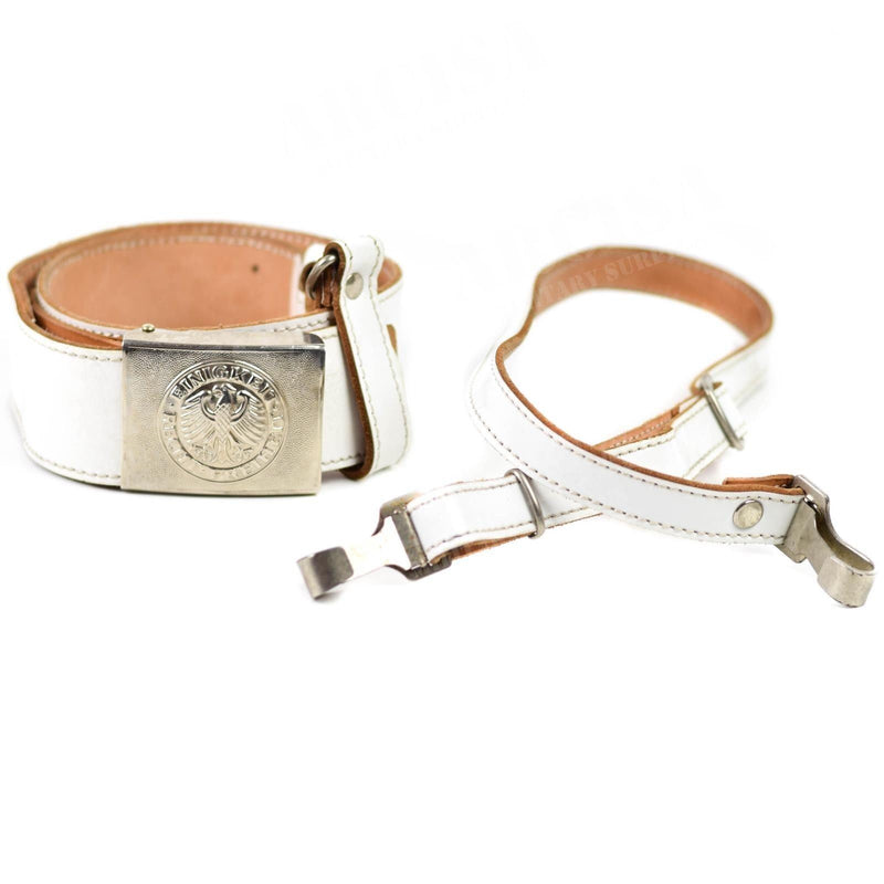 Genuine German military police leather white belt with shoulder strap