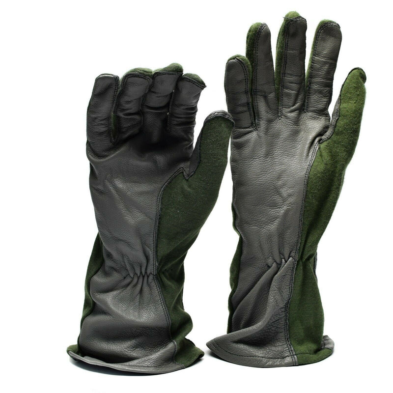 Genuine Dutch army combat gloves leather aramid fibre AirForce military Nomex OD