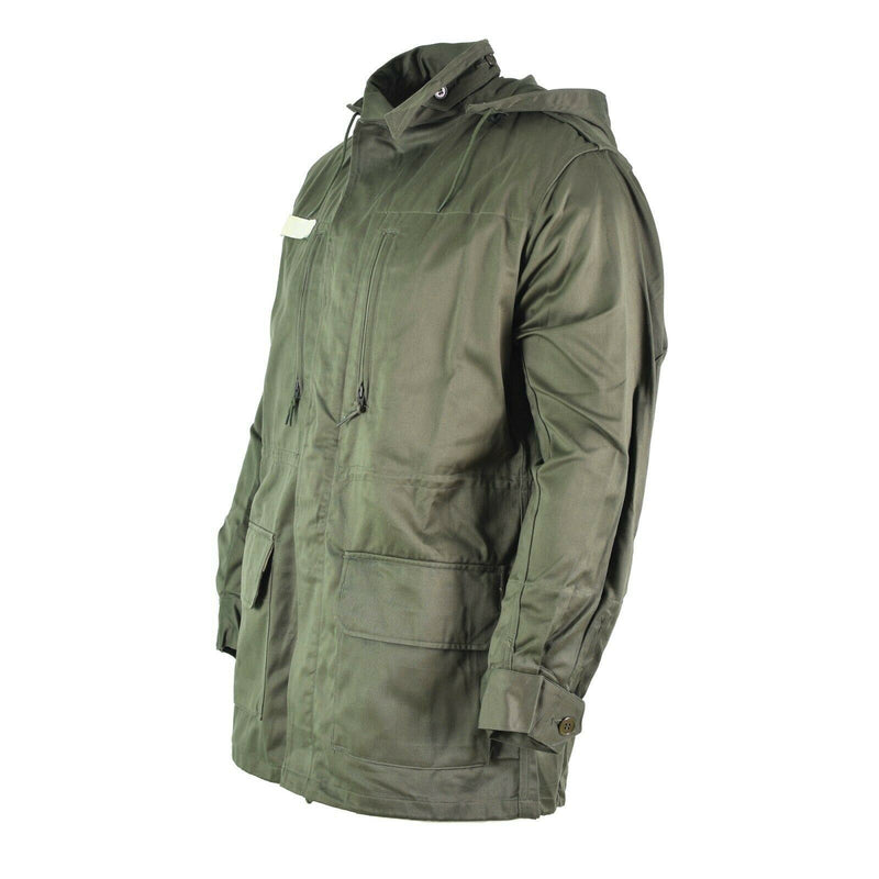 Original French army Olive OD jacket fatigue combat military hooded parka sateen