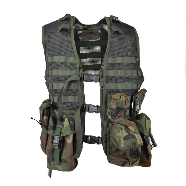 Genuine Dutch Military olive reinforced vest 6pcs modular forest molle pouches