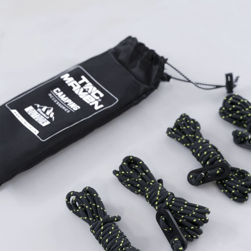 TAC MAVEN Tent Tarp Guyline Set 7 Core Polyester Tensioners Black