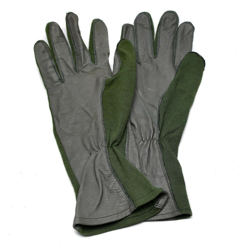 Genuine Dutch army combat gloves leather aramid fibre AirForce military Nomex OD
