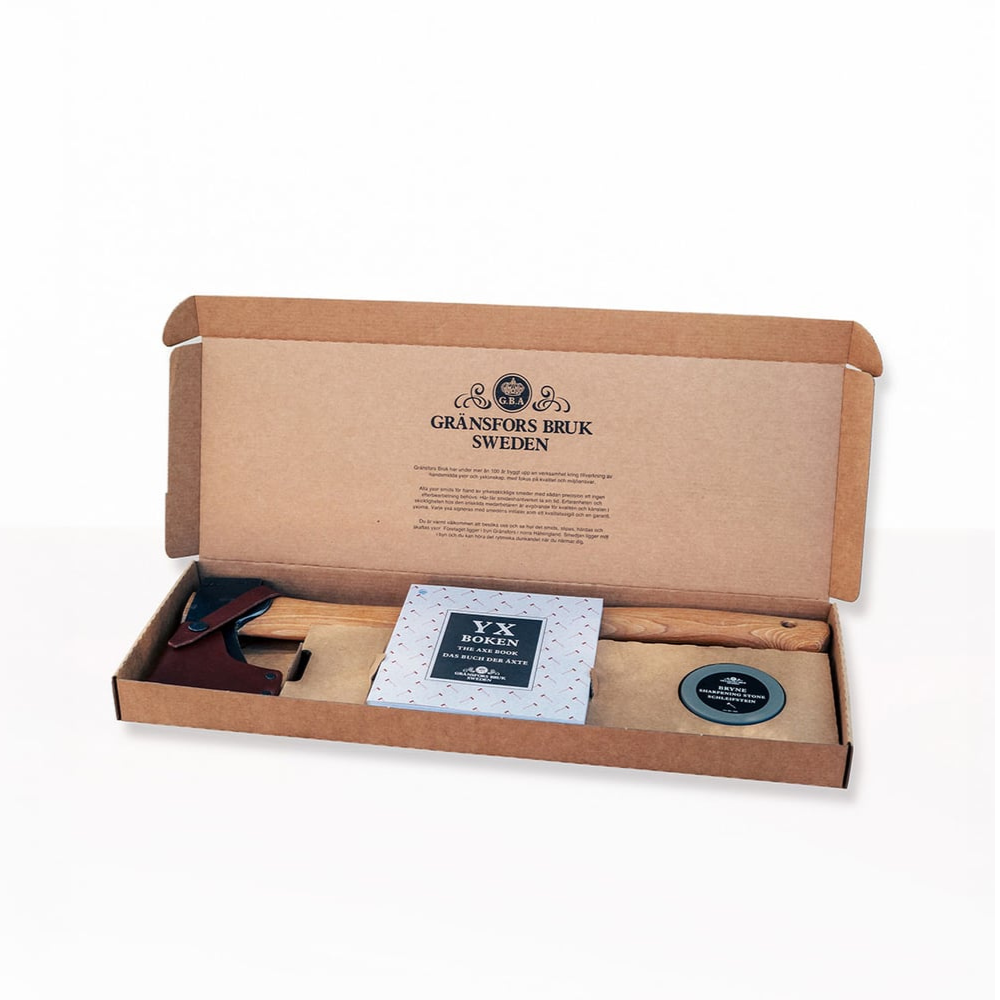 Gränsfors Small Forest Axe Sharpening Stone Leather Sheath Gift Set