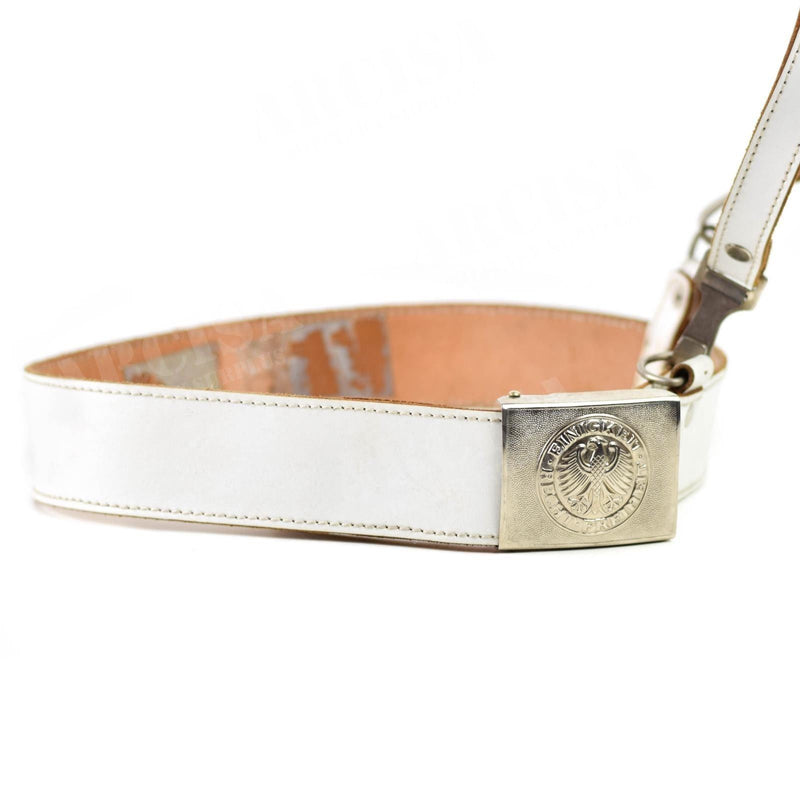 Genuine German military police leather white belt with shoulder strap