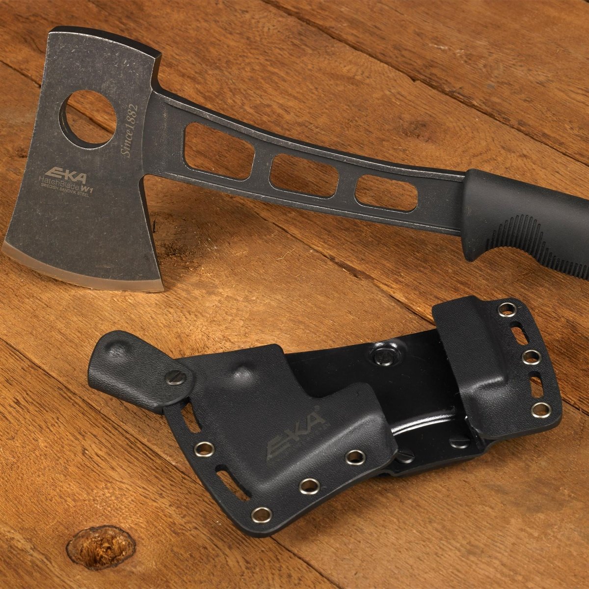 EKA Brand EKA HatchBlade W1 hand axe lightweight black G10 handle 12C27 steel