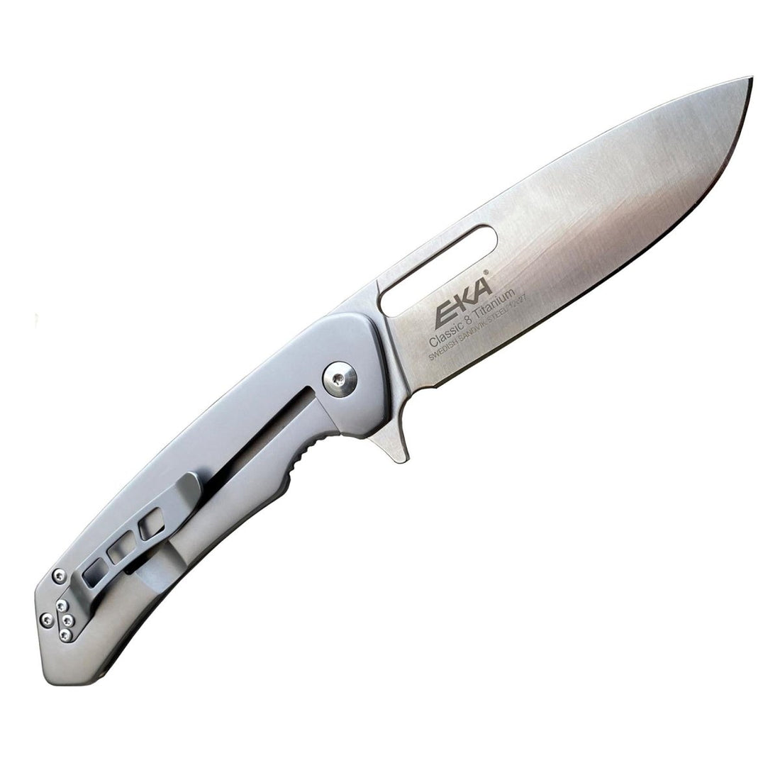 EKA Brand Swedish Classic 8 pocket knife titanium handle 57 HRC stainless blade