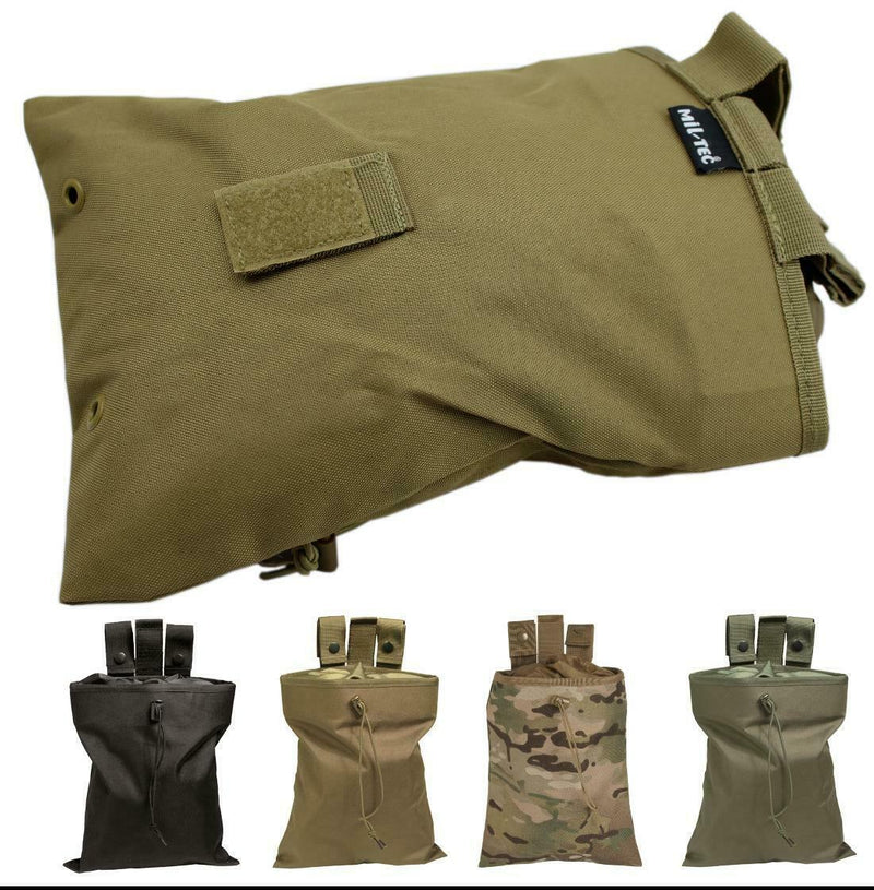 Durable empty shell pouch in multiple colors for organizing spent cartridges and magazines at shooting ranges.