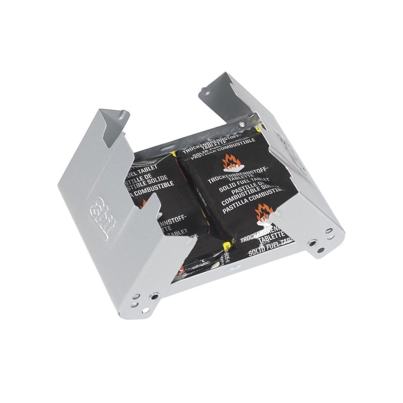 ESBIT small foldable pocket cooking stove with windscreen and two 27g solid fuel tablets for camping and bushcraft