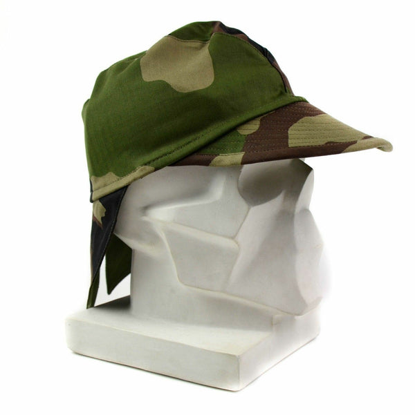 Genuine French France army combat cap Swallowtail hat CCE camo with neck flap