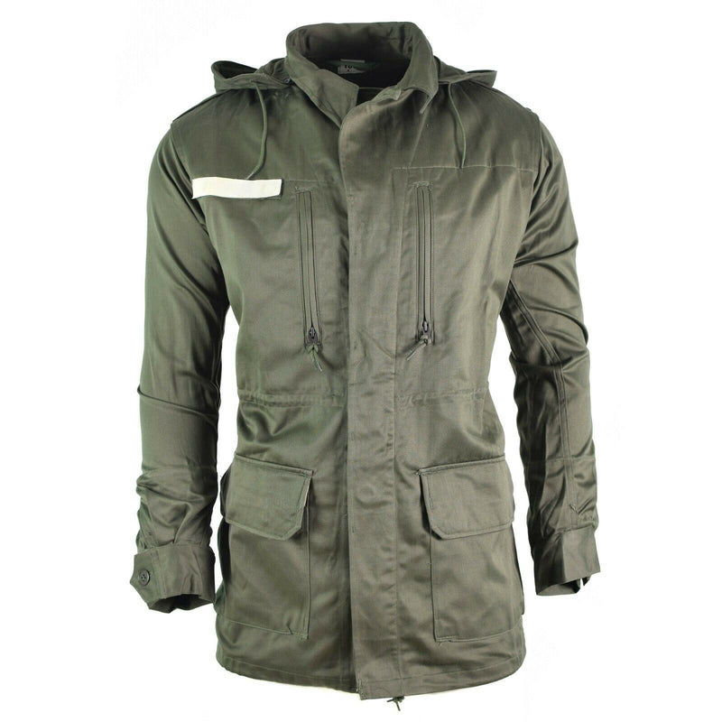 Original French army Olive OD jacket fatigue combat military hooded parka sateen