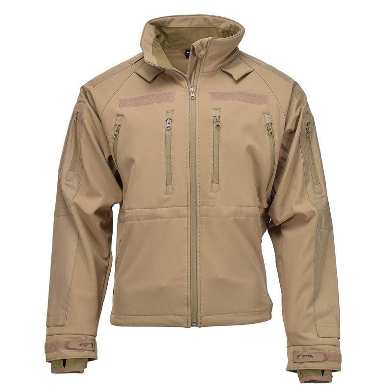 MIL-TEC windproof hiking jacket soft shell stormproof zips fleece liner Coyote