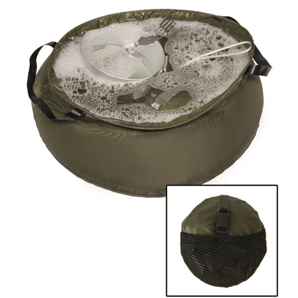 Mil-Tec Foldable Nylon Bowl 10L OD Green Camping Washing Basin Packable