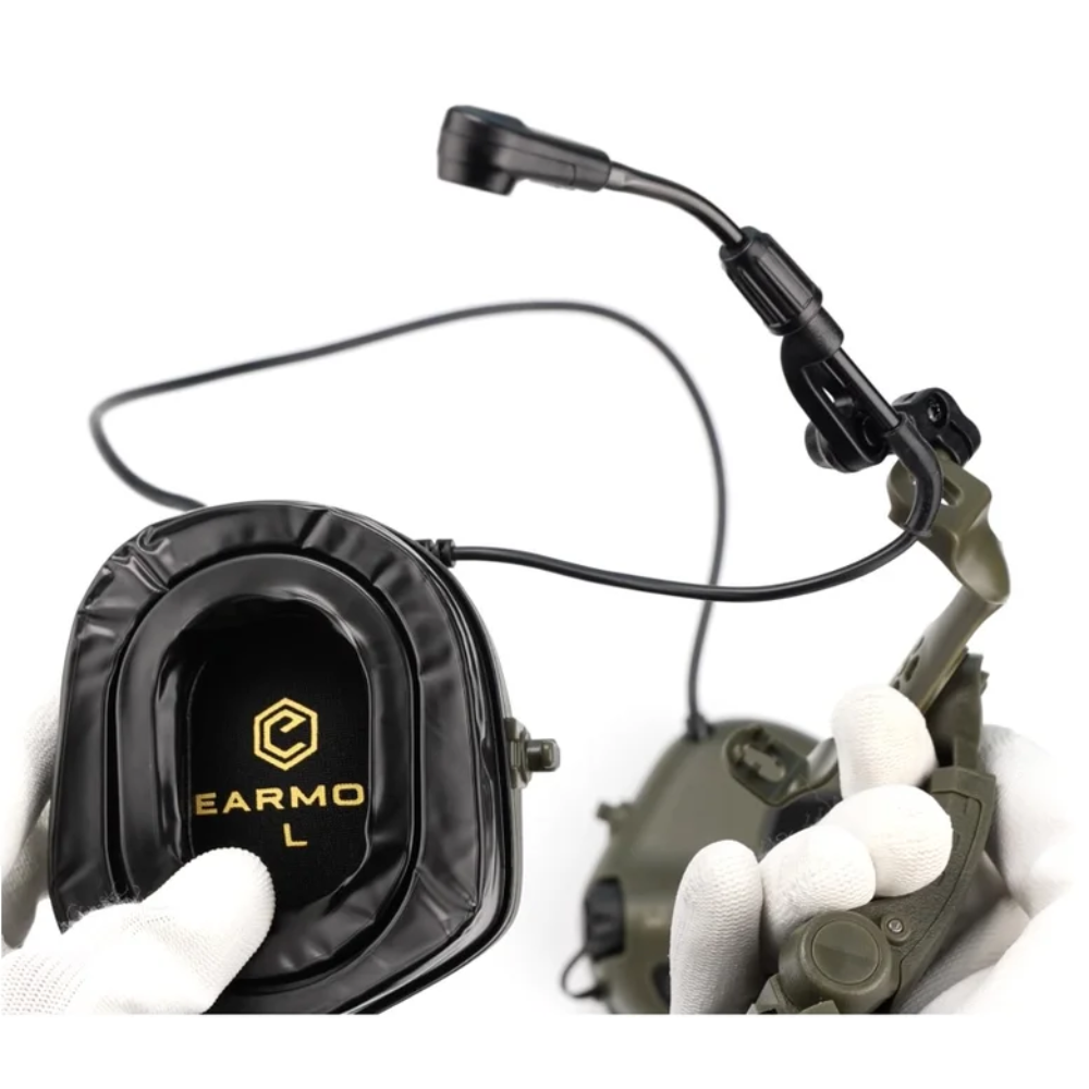 EARMOR M16A ARC Helmet Rail Adapter PLUS Series Hearing Protector Coyote Brown