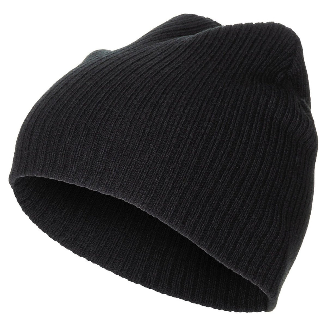 Fox Outdoor Knitted Beanie Hat Extra Short One Size Two Layer Acrylic Black