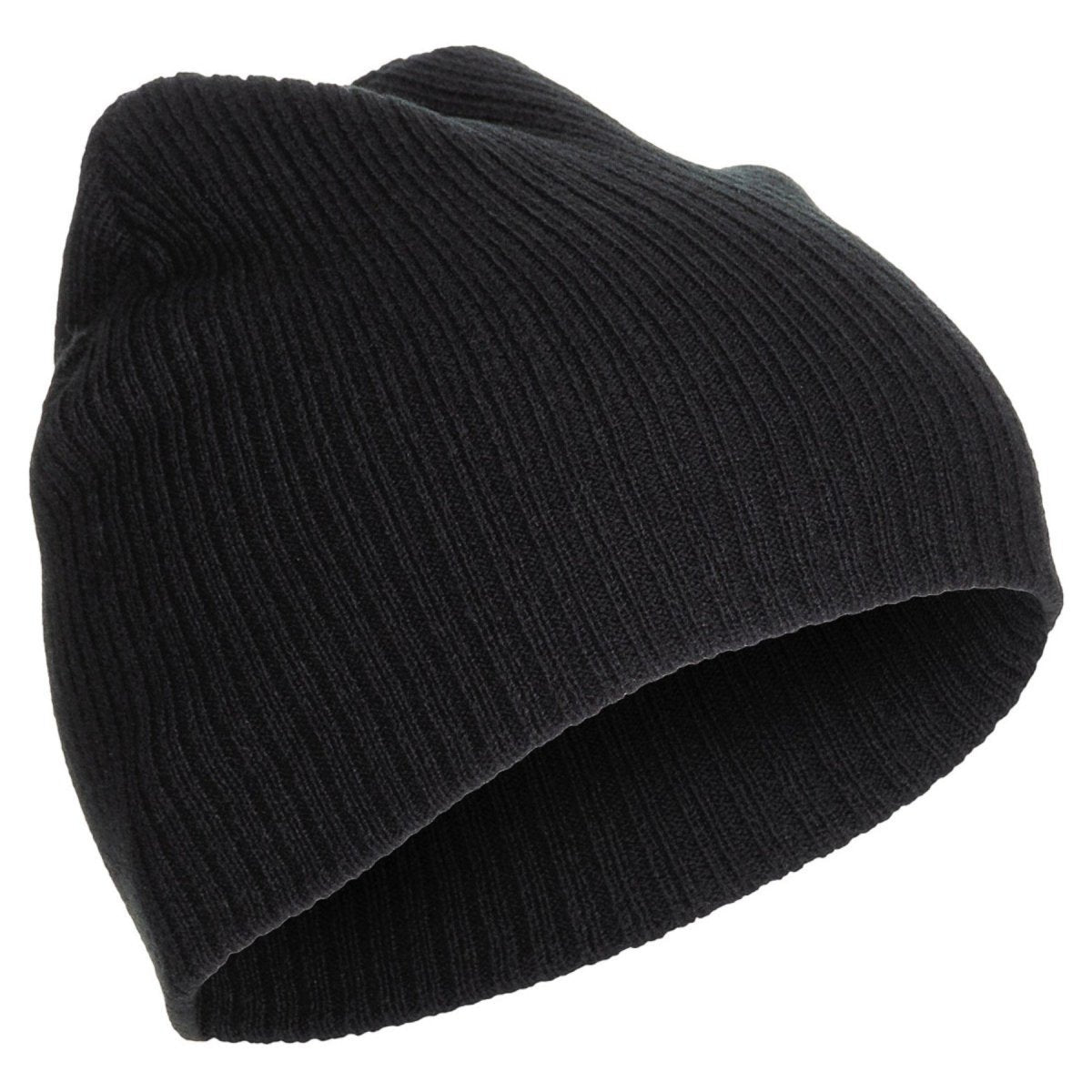 Fox Outdoor Knitted Beanie Hat Extra Short One Size Two Layer Acrylic Black