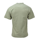 Back view of genuine Czech Army olive green first layer field underwear t-shirt for outdoor and military use