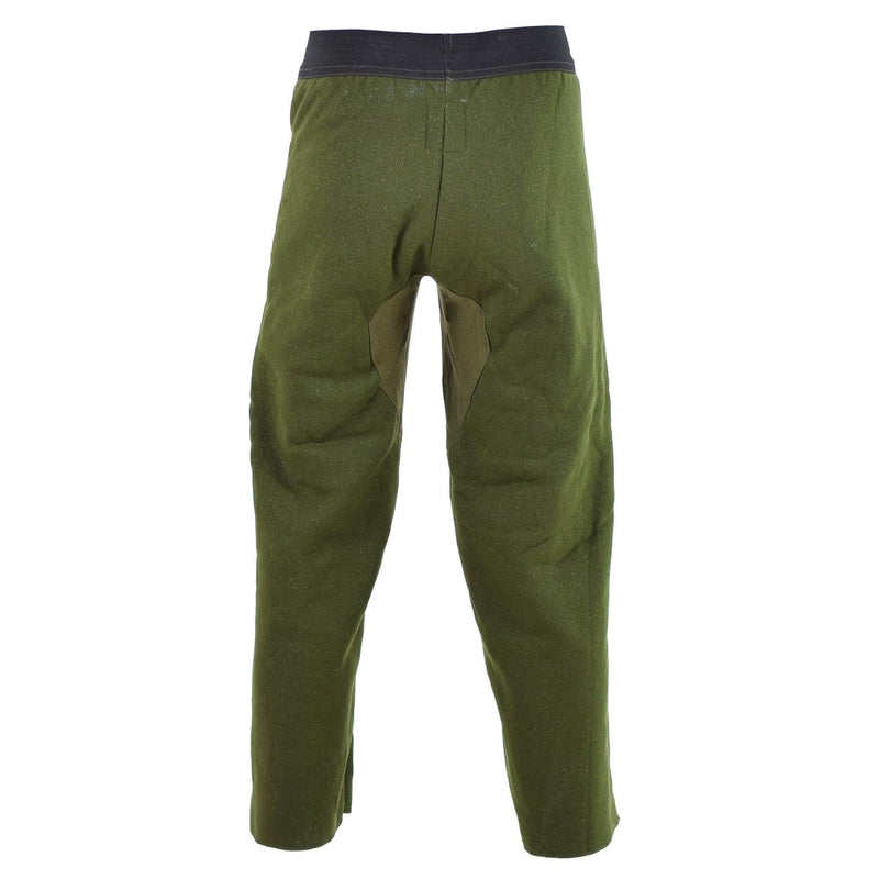 Vintage Dutch Army Olive OD insulated pants liners with elastic waistband and reinforced seat for warmth and durability