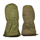 Pair of genuine French army olive cotton mittens designed for durable winter workwear and cold weather protection