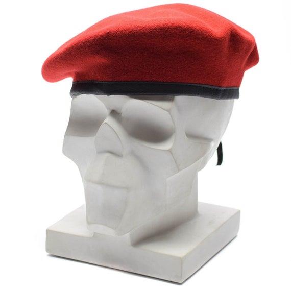 Genuine German army coral red beret Military hat command cap wool quality