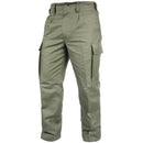 German army issue olive drab moleskin cargo pants with button fly and multiple pockets for outdoor use
