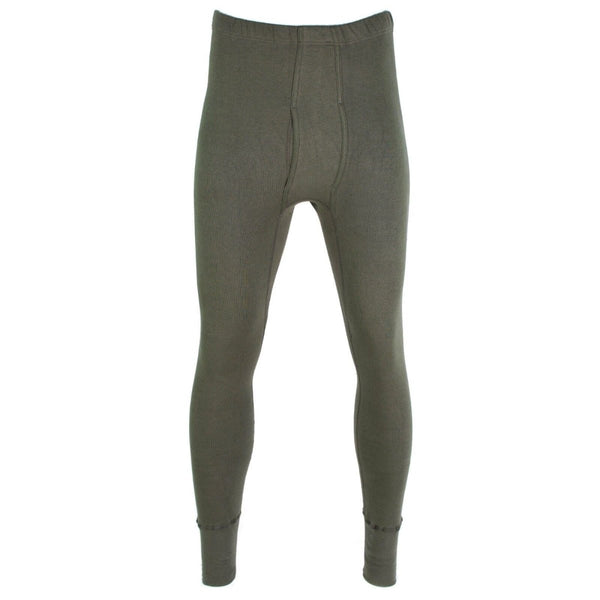Genuine German army cold weather long johns in OD Olive, thermal underpants for warmth and comfort.