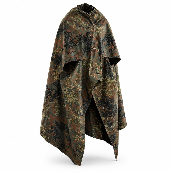 Genuine German army Shelter half tarpaulin fleckt. waterproof canvas tent poncho - GoMilitar