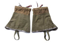 Vintage genuine Italian army olive canvas gaiters M70 with straps and lace-up front for hiking or military use