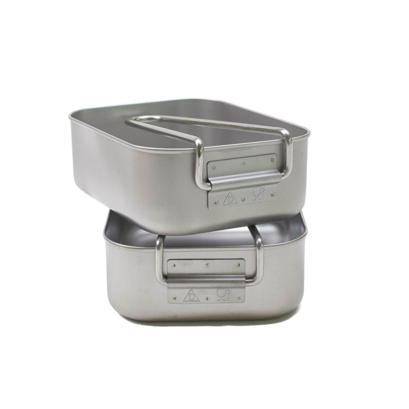 Genuine military style mess kit stainless steel camping outdoor pan 2 pieces NEW - GoMilitar