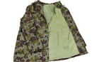 Genuine Romanian Army M93 Parka with combat camo leaf pattern, hood, adjustable fit, and reinforced elbows, military surplus jacket.