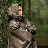 German army wet weather Rain poncho waterproof olive hooded  shelter cape