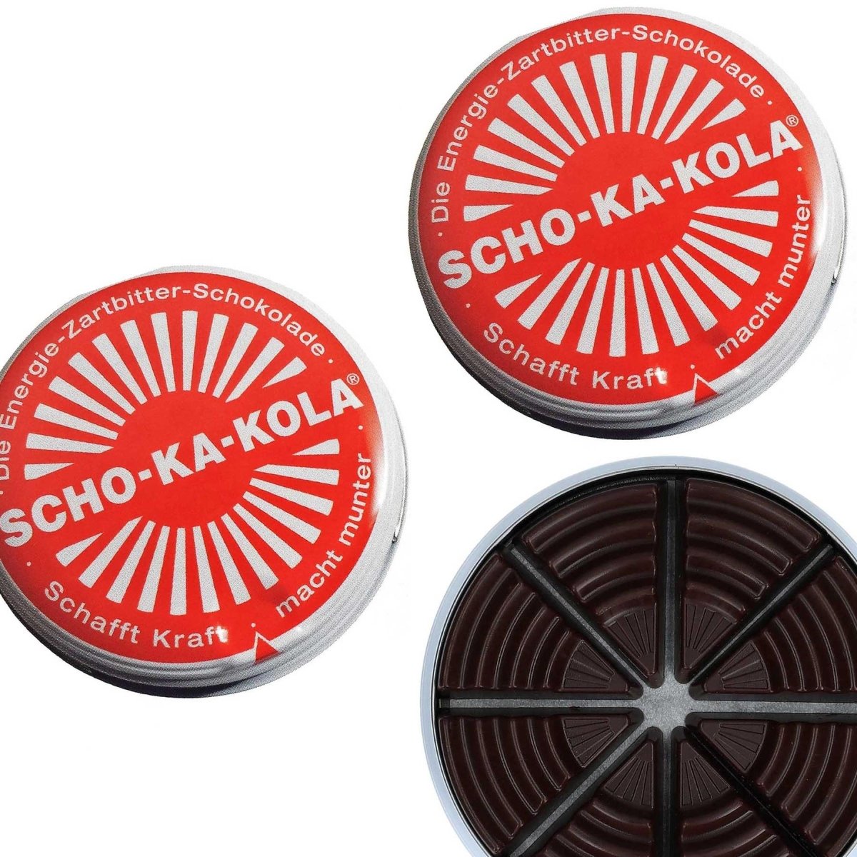 German Energy Dark Chocolate SCHO-KA-KOLA Caffeine & Cola Nut 100 g tin can
