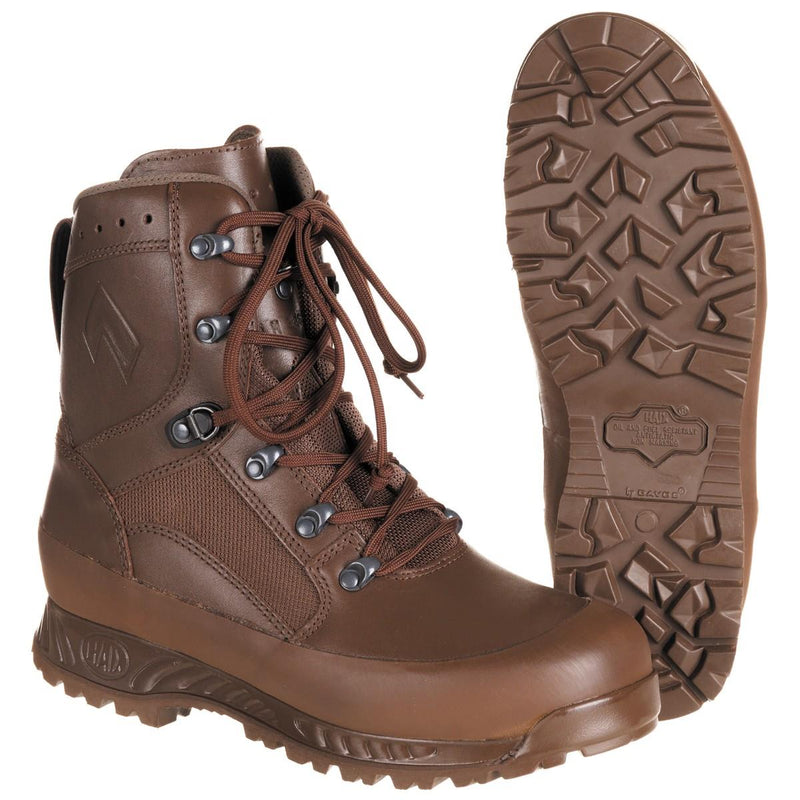 Brown HAIX military waterproof Gore-Tex boots with abrasion-resistant lining and rugged sole for all-season use