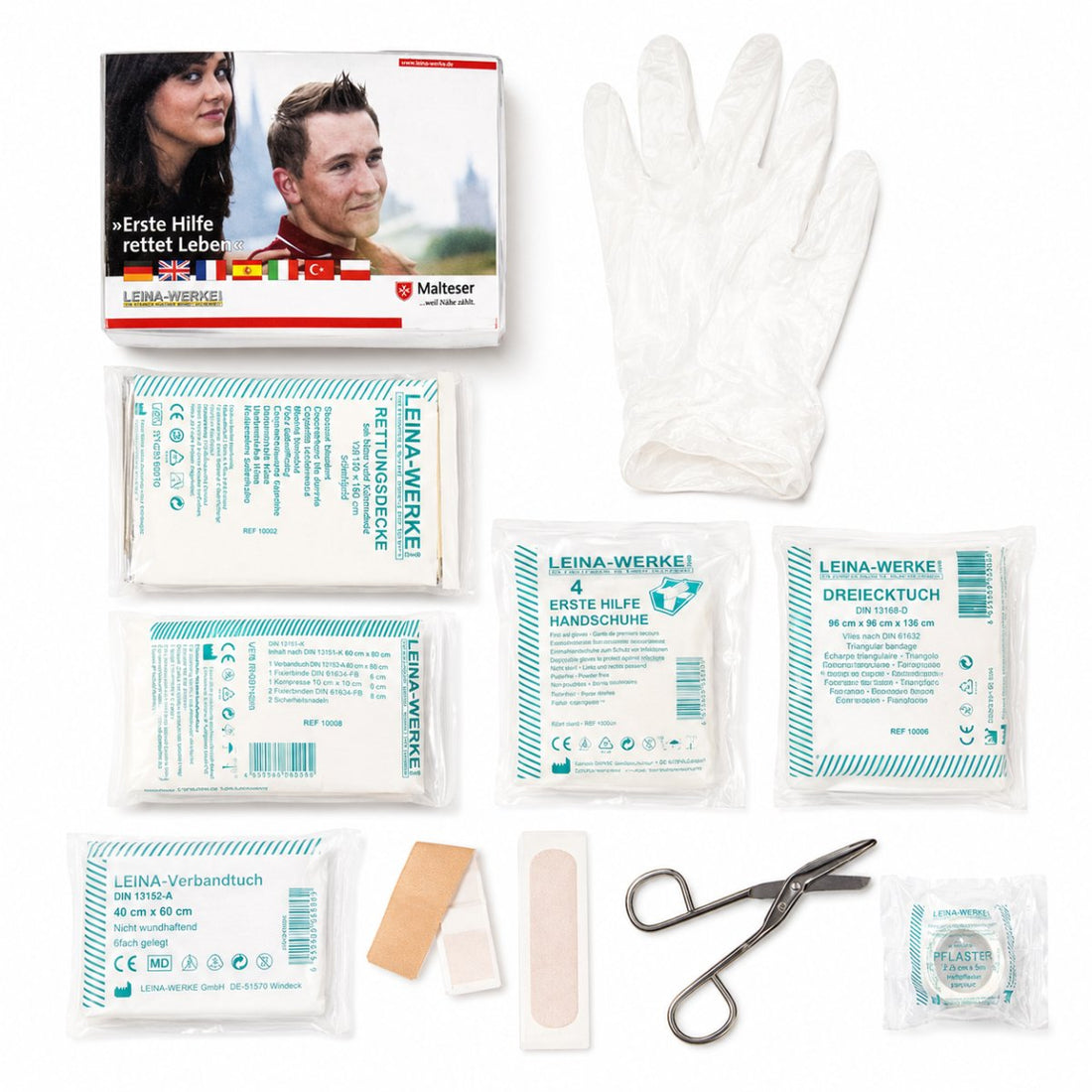 Leina-Werke First Aid Set 25 Pieces Small Emergency Travel Camping Survival Kit