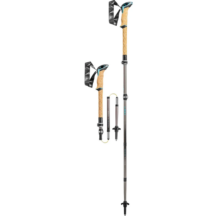 LEKI Cressida FX Carbon Trekking Poles Women's Folding Hiking Pair 100-120cm - GoMilitar