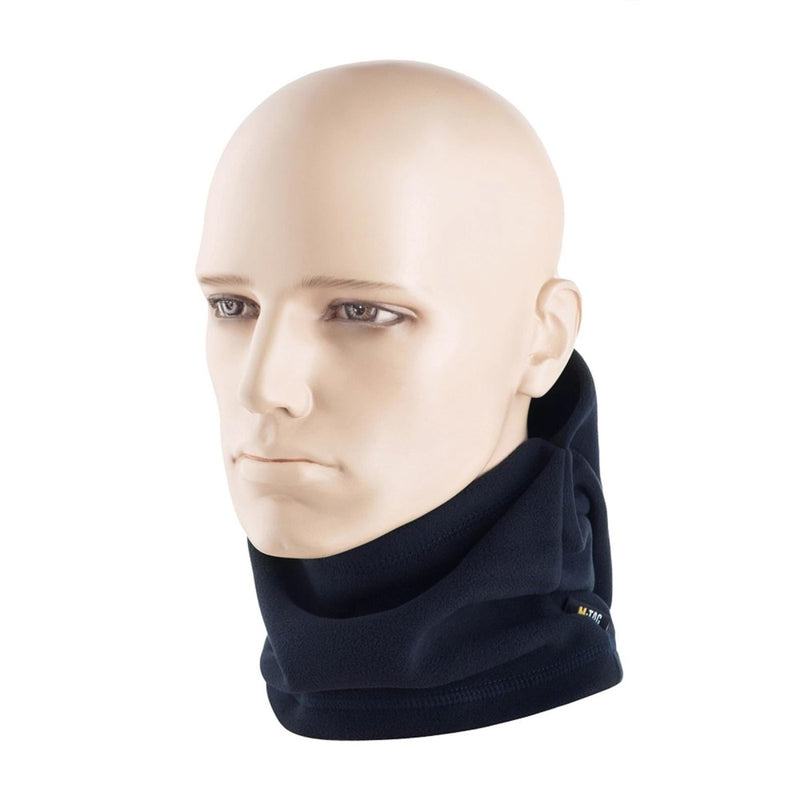 Blue M-TAC Army style warm lightweight tactical fleece balaclava on mannequin for cold weather protection
