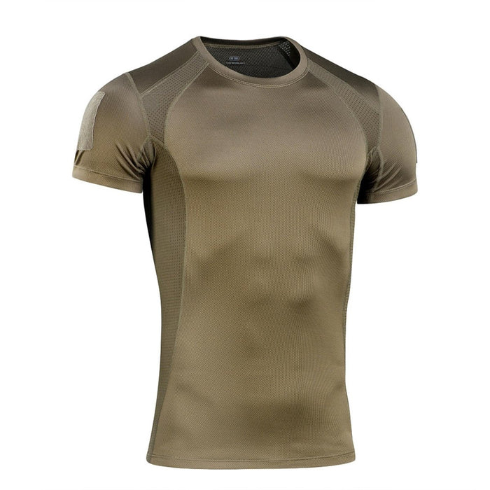 Olive M-TAC military tactical short-sleeve shirt made of breathable, lightweight stretch polyester fabric for active use