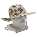 MFH military style panama hat with tropical flecktarn camouflage, wide foldable brim, ventilation holes, and chin strap.