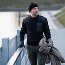 MFH Brand sweater commando jumper rib knit wool reinforced pullover black NEW - GoMilitar