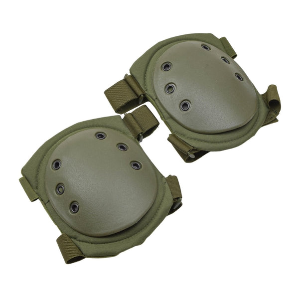 Pair of green knee pads on a white background