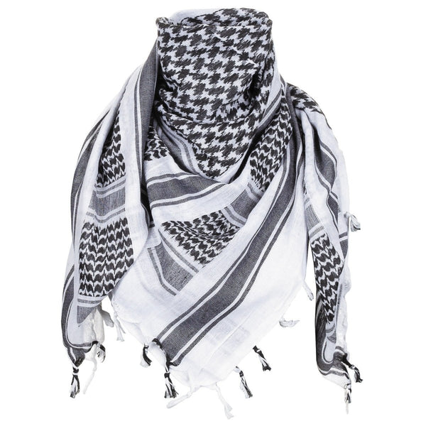 MFH Shemagh Scarf Classic Tactical Cotton Desert Wrap Black White - GoMilitar