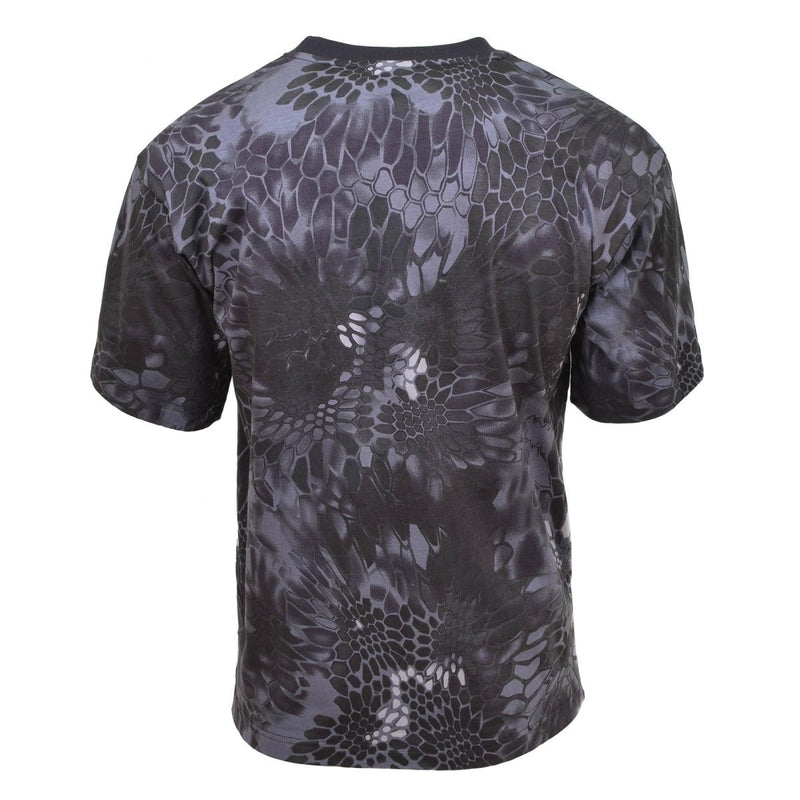 Back view of MFH U.S. Army style short sleeve breathable undershirt with black snake camouflage pattern
