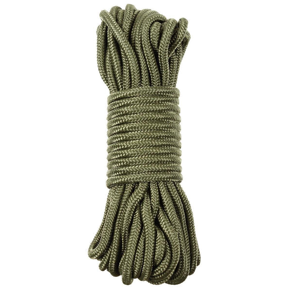 MFH Utility Rope 5mm - 7mm 15m Durable Polypropylene Outdoor Cord OD Green - GoMilitar