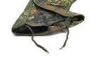 Close-up of Mil-Tec military flecktarn BDU pants cuff with adjustable drawstrings and ripstop fabric detail