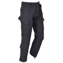 Black Mil-Tec U.S. Army-style cargo ripstop trousers with reinforced knees and adjustable waist and cuffs.
