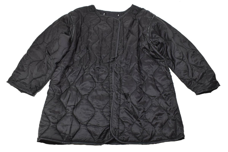 Black quilted liner for MIL-TEC M51 U.S. military style parka with durable warm insulation and rugged design.