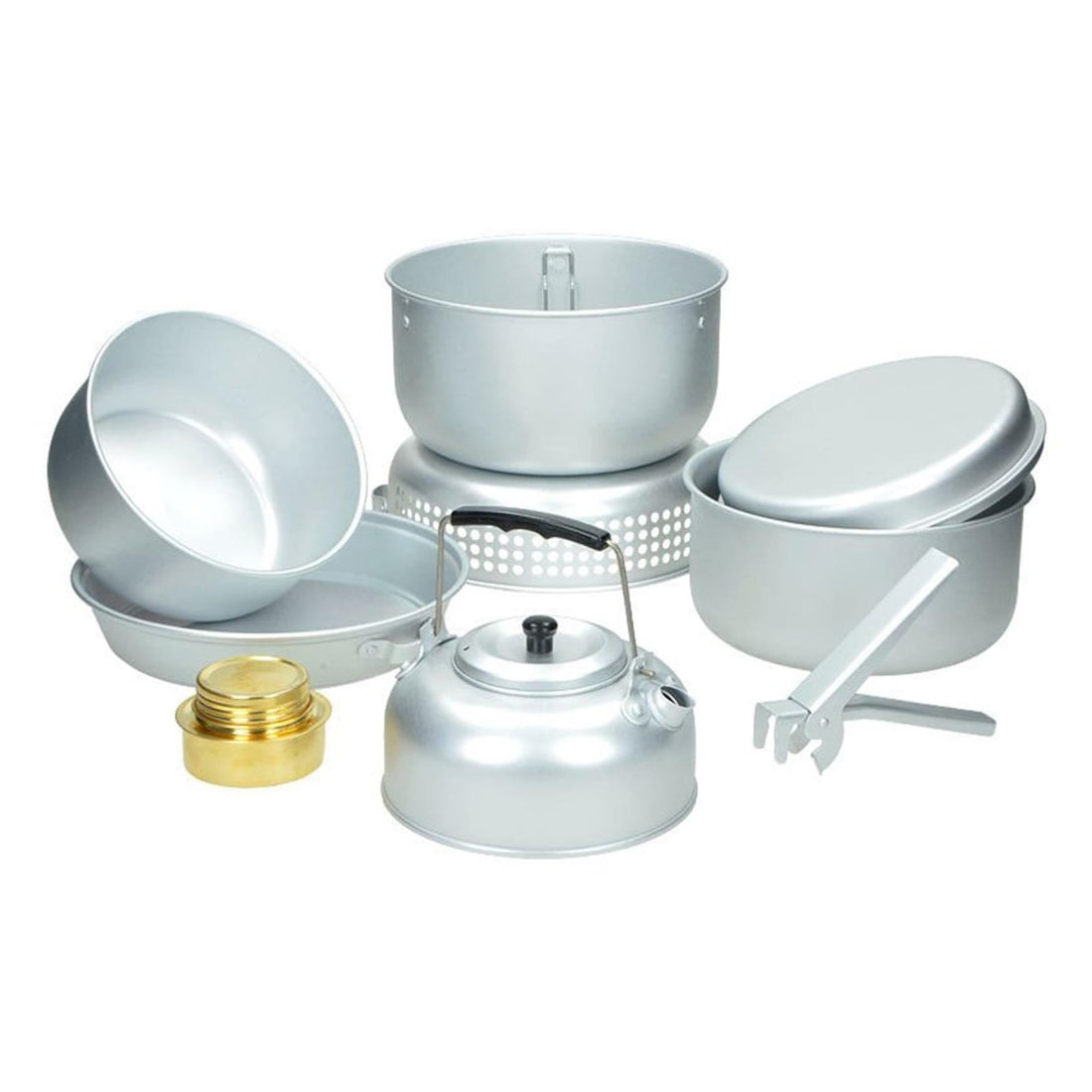 MIL-TEC camping stove set outdoor cookware kit alcohol burner aluminum pot pan